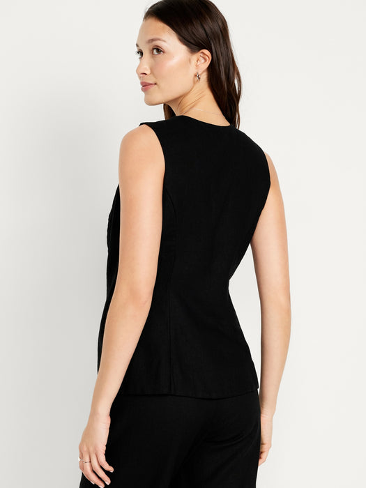 Linen-Blend Side-Tie Vest