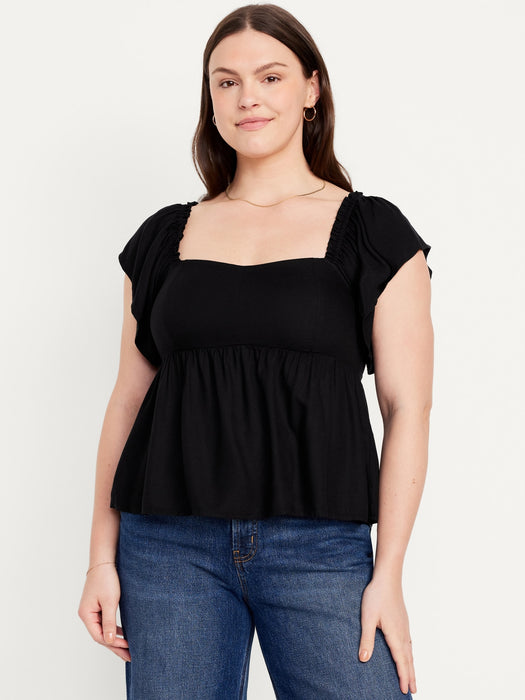Flutter-Sleeve Crepe Top
