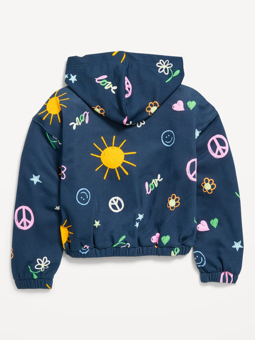 Printed Zip-Front Hoodie for Girls