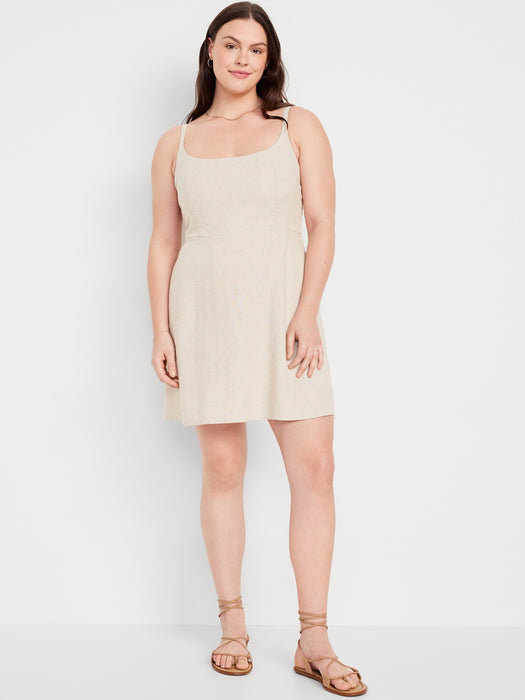 Fit & Flare Linen-Blend Mini Dress