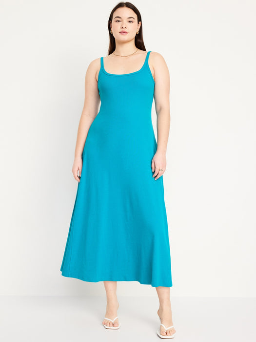 Fit & Flare Rib-Knit Maxi Dress