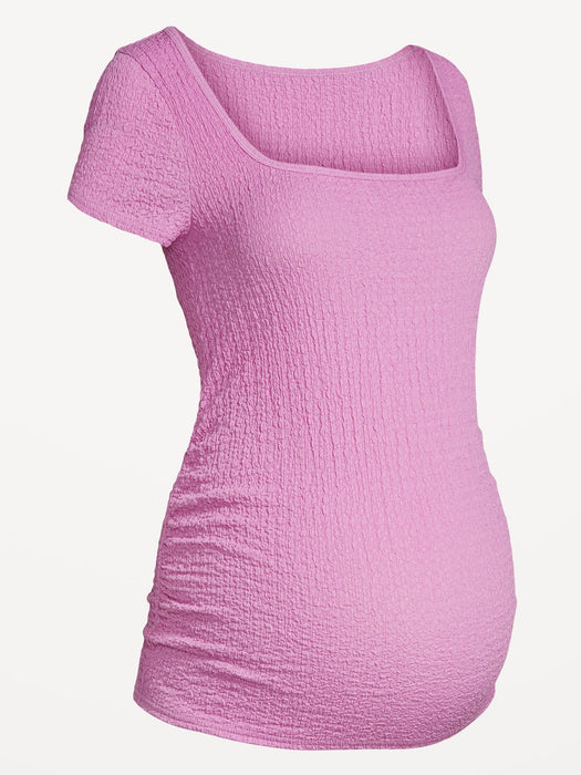 Maternity Short Sleeve Crinkle Gauze Top