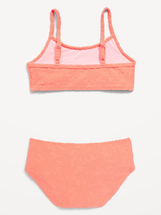 Textured Floral-Terry Bikini Swim Set for Girls