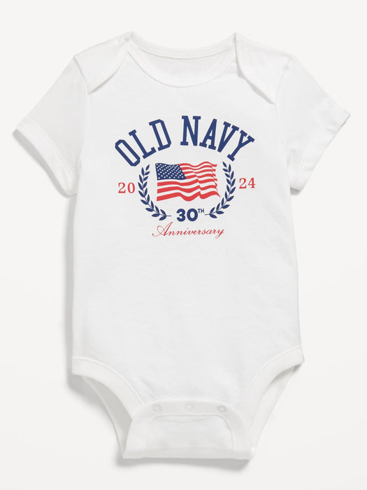 Unisex Matching Short-Sleeve Logo-Graphic Bodysuit for Baby