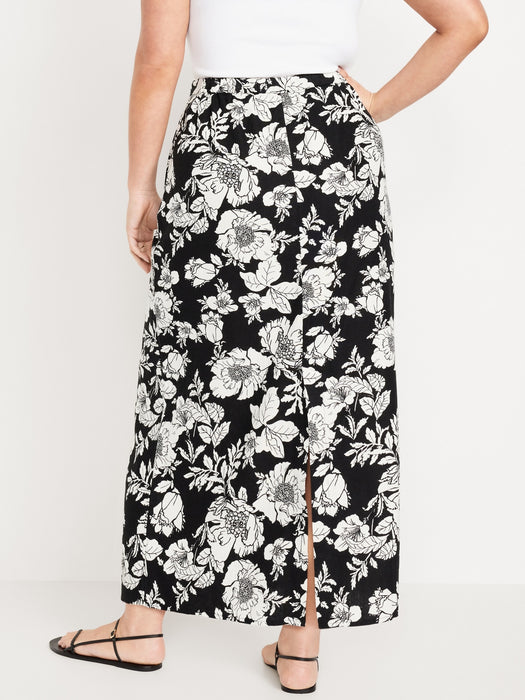 High-Waisted Linen-Blend Maxi Skirt