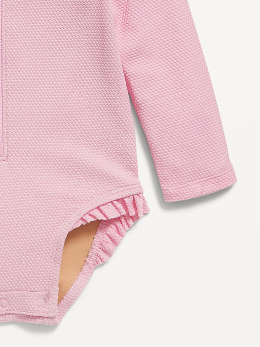 Textured Zip-Front Rashguard One-Piece Swimsuit for Baby