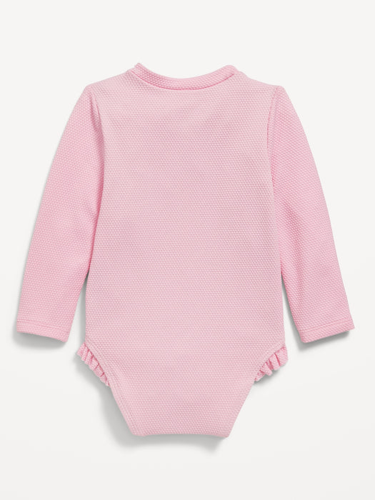 Textured Zip-Front Rashguard One-Piece Swimsuit for Baby