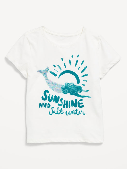Short-Sleeve Flip-Sequin Graphic T-Shirt for Girls