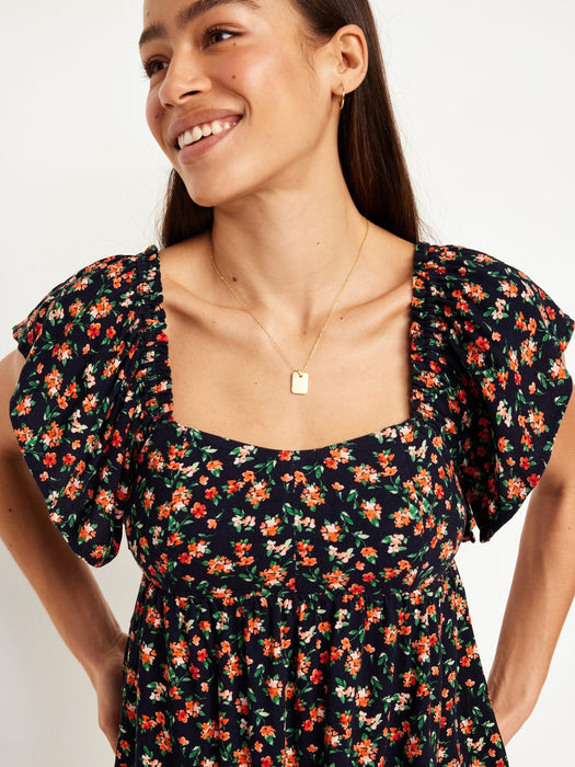 Flutter-Sleeve Crepe Top