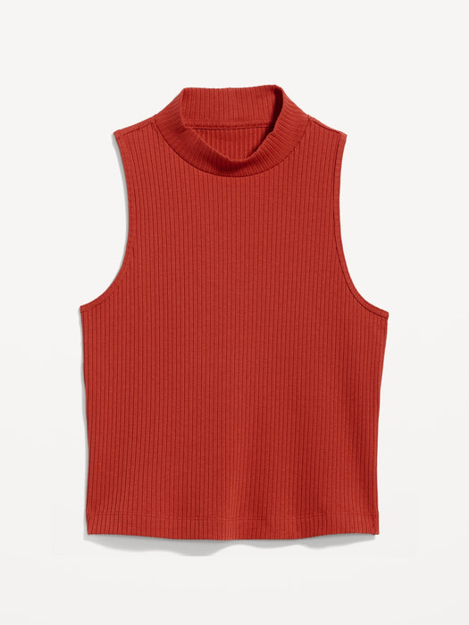 Mock-Neck Rib-Knit Tank Top
