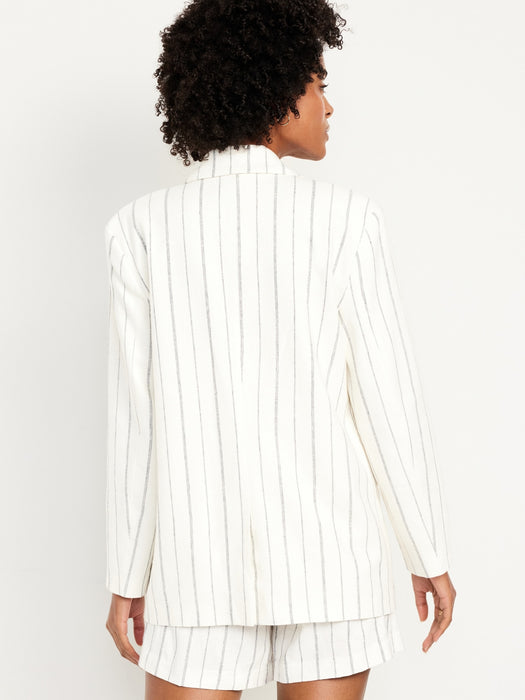 Double-Breasted Linen-Blend Blazer