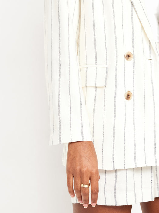 Double-Breasted Linen-Blend Blazer