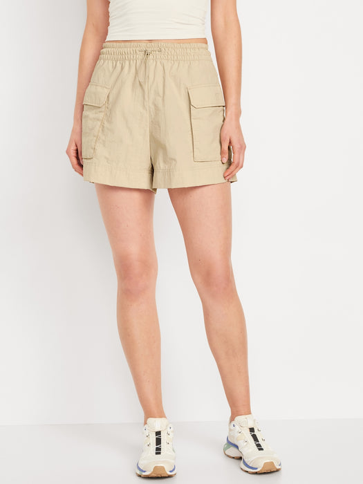 High-Waisted Cargo Utility Shorts -- 5-inch inseam