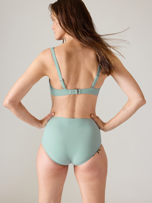 Square Neck Rib Bra Cup Bikini Top