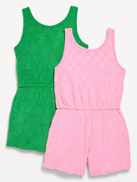 Sleeveless Terry Cinched-Waist Romper 2-Pack for Girls