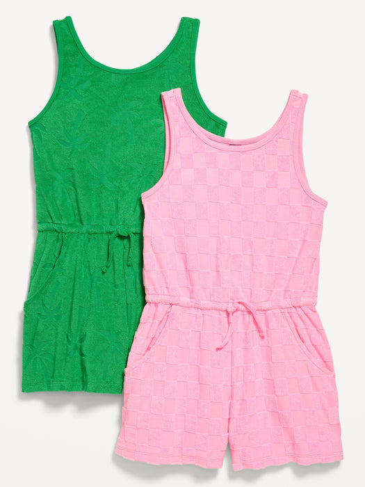 Sleeveless Terry Cinched-Waist Romper 2-Pack for Girls