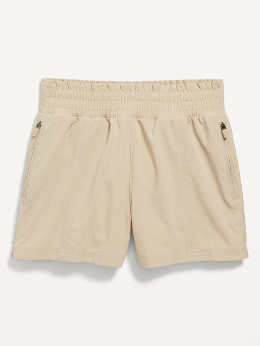 High-Waisted StretchTech Zip-Pocket Shorts for Girls