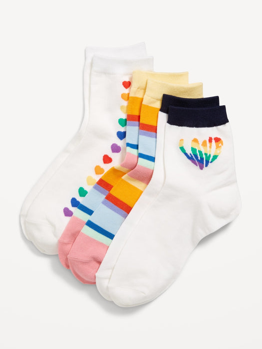 Novelty Quarter Crew Socks 3-Pack