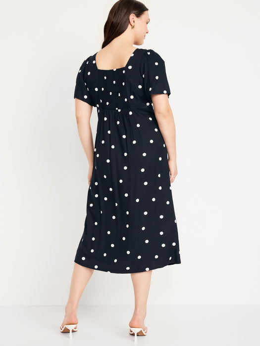 Waist-Defined Midi Dress