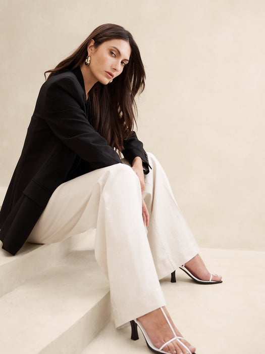 Italian Linen-Cotton Wide Leg Jean