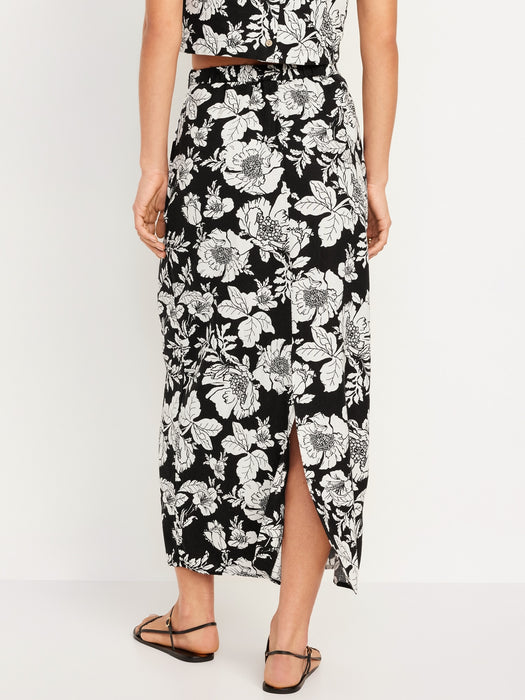 High-Waisted Linen-Blend Maxi Skirt