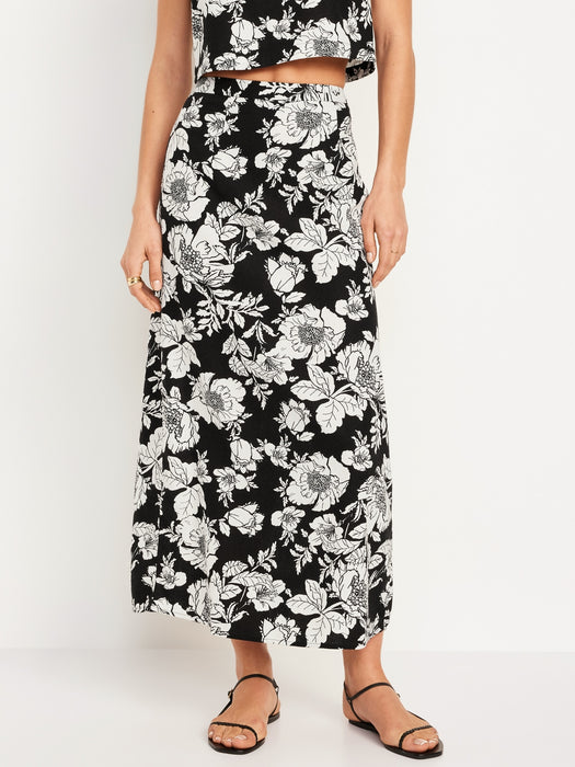 High-Waisted Linen-Blend Maxi Skirt