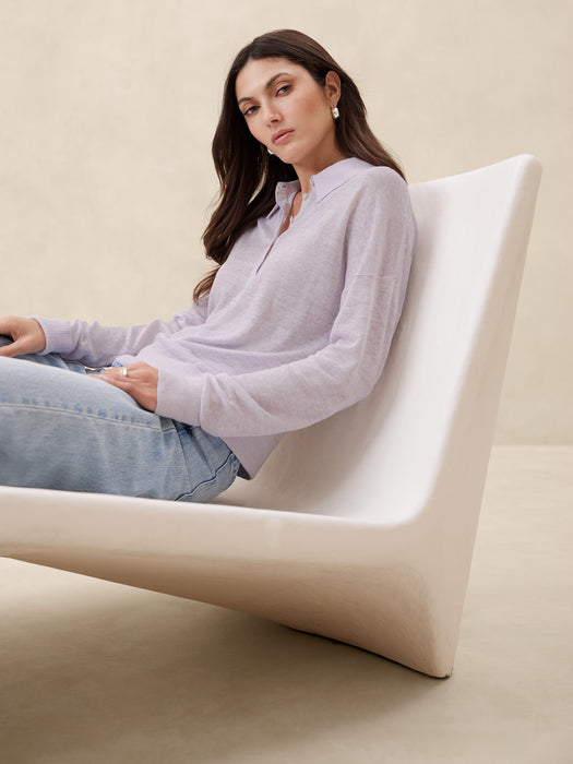 Fern Linen-Blend Sweater Polo