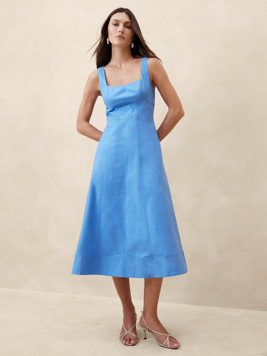 Natalia Square-Neck Midi Dress
