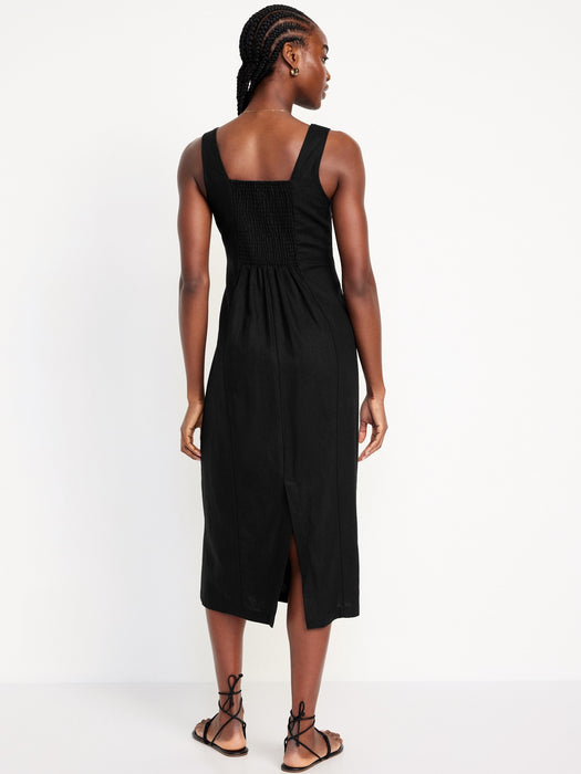 Sleeveless Square-Neck Midi Dress
