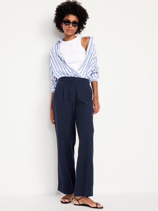 Extra High-Waisted Linen-Blend Wide-Leg Taylor Pants