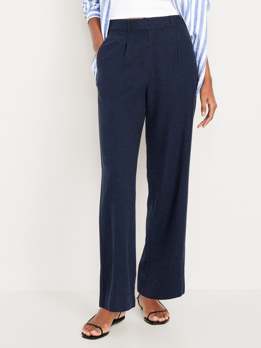 Extra High-Waisted Linen-Blend Wide-Leg Taylor Pants