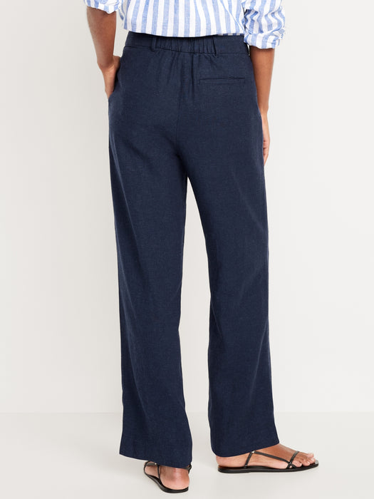 Extra High-Waisted Linen-Blend Wide-Leg Taylor Pants