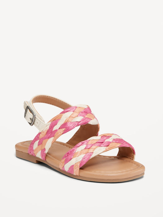 Raffia Double-Strap Sandals for Toddler Girls