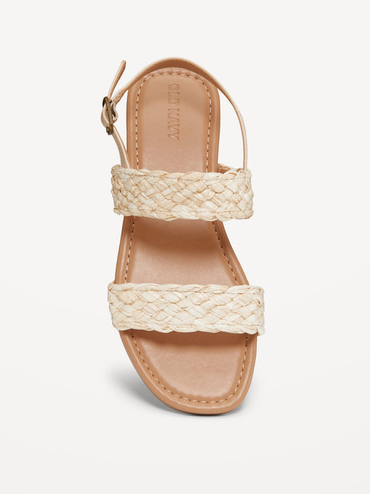 Raffia Double-Strap Sandals for Girls