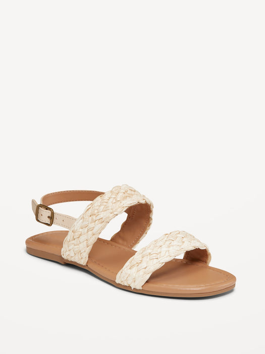 Raffia Double-Strap Sandals for Girls