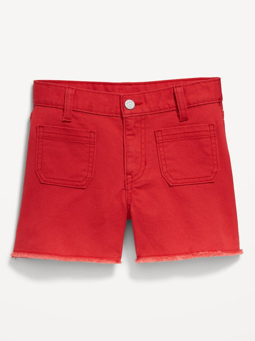 High-Waisted Pocket Frayed-Hem Shorts for Girls