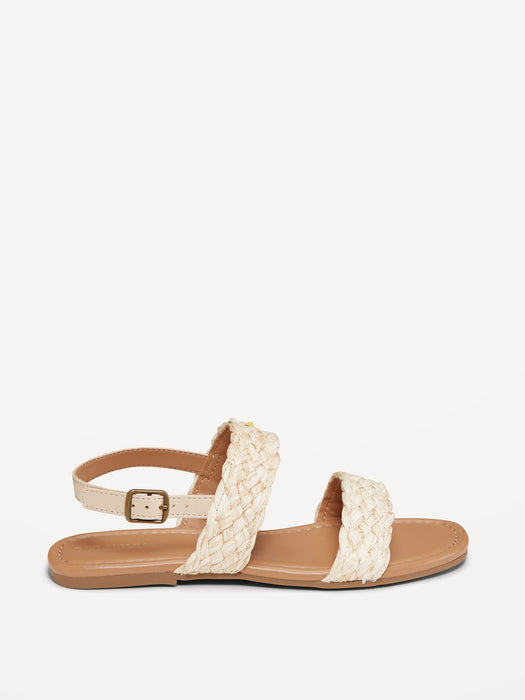 Raffia Double-Strap Sandals for Girls