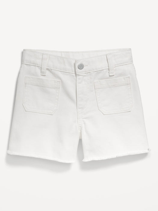 High-Waisted Pocket Frayed-Hem Shorts for Girls