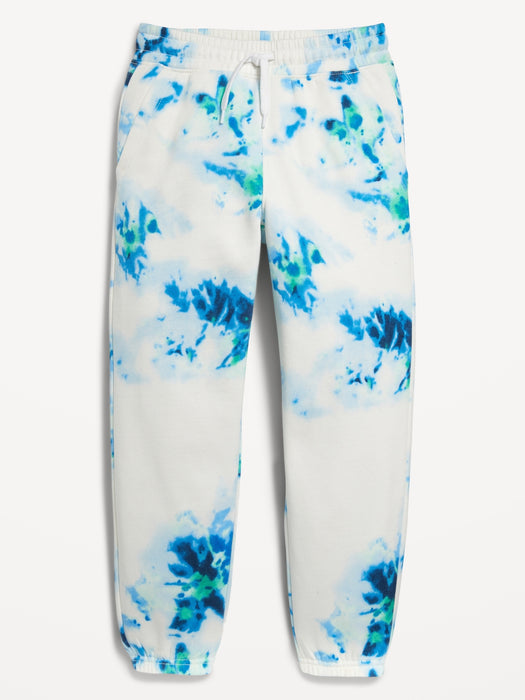 Gender-Neutral Fleece Cinched Graphic Jogger Sweatpants for Kids