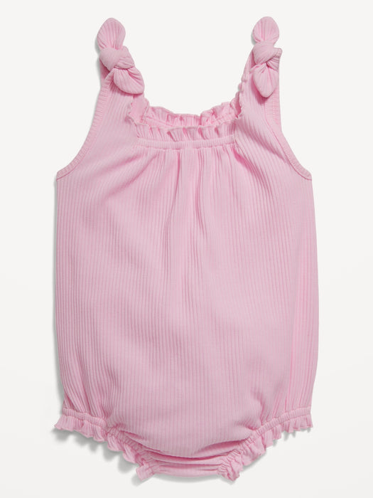 Sleeveless Tie-Shoulder One-Piece Romper for Baby