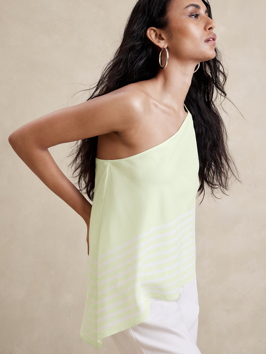 One-Shoulder Silk Top