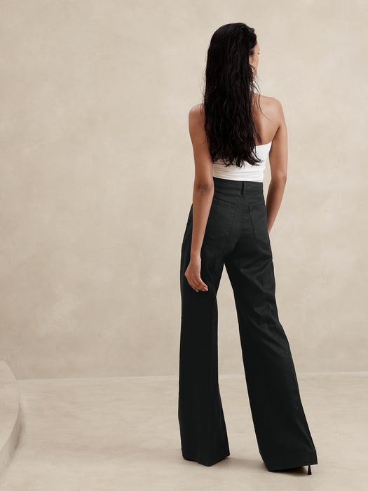 Italian Linen-Cotton Wide Leg Jean