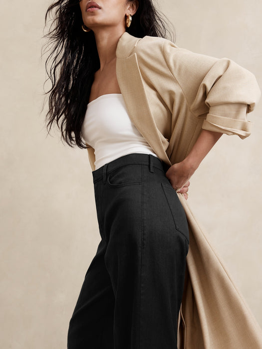 Italian Linen-Cotton Wide Leg Jean