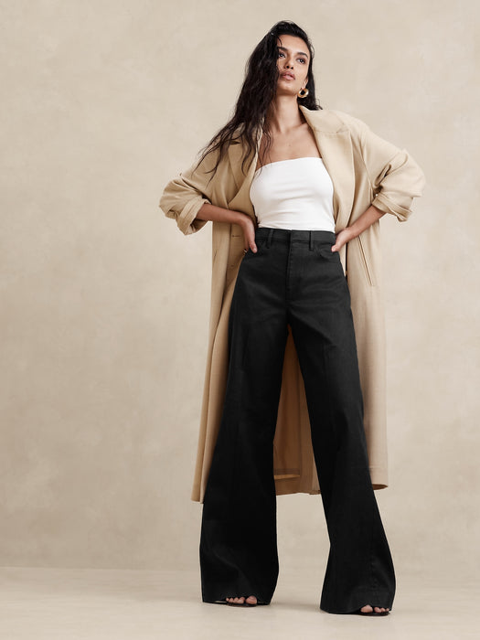 Italian Linen-Cotton Wide Leg Jean