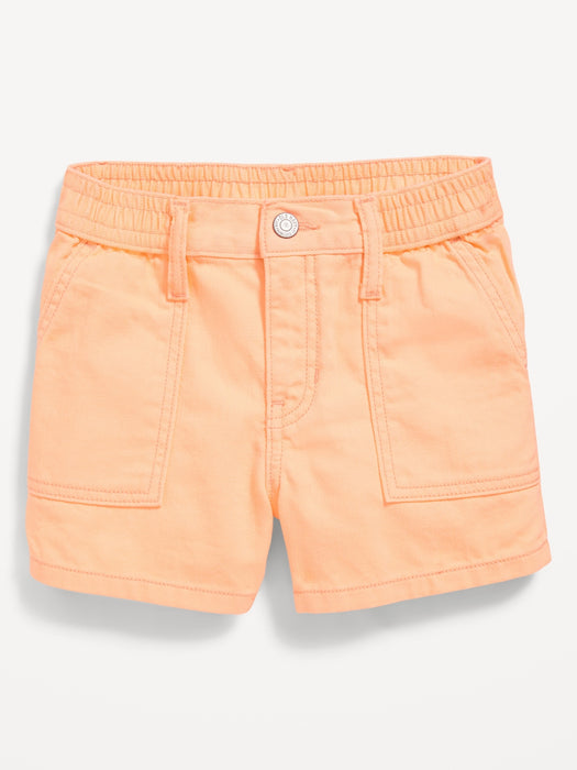 Elasticized High-Waisted Utility Jean Shorts for Girls