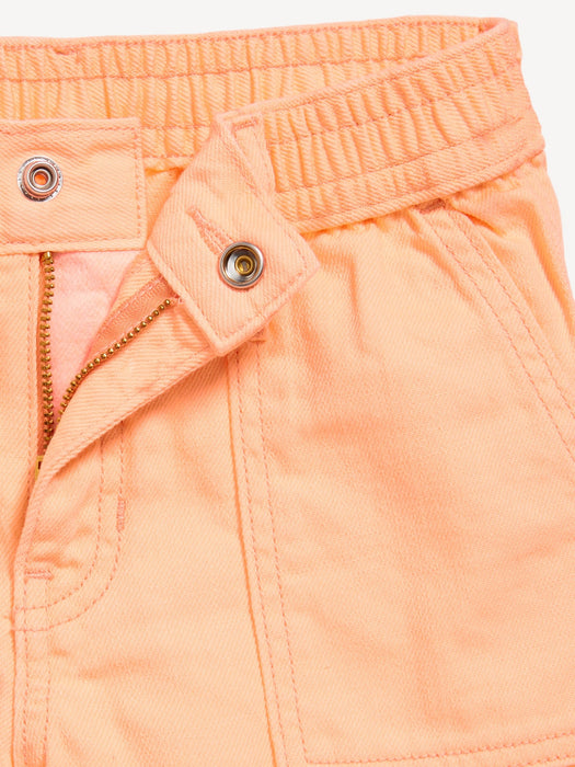 Elasticized High-Waisted Utility Jean Shorts for Girls