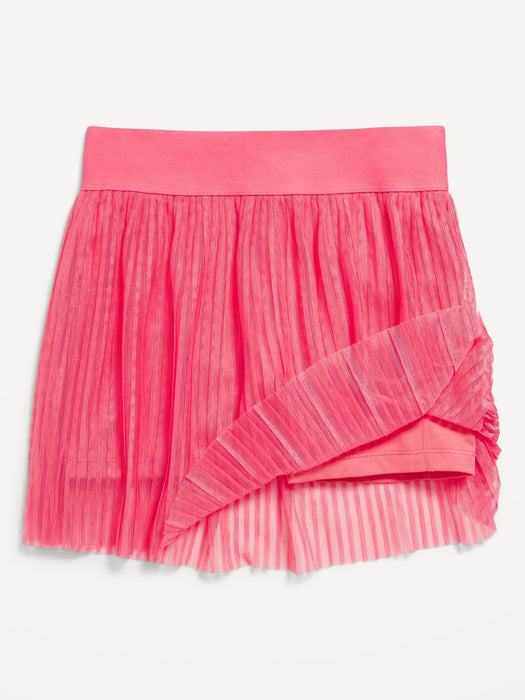 High-Waisted Mesh-Pleated Performance Skort for Girls
