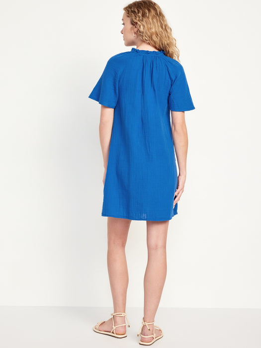 Crinkle Gauze Mini Swing Dress