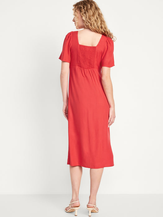 Waist-Defined Midi Dress