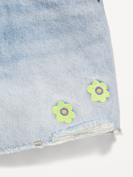 High-Waisted Frayed-Hem Jean Shorts for Girls